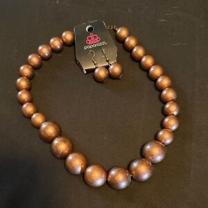 Paparazzi Metallic Brown Beaded Necklace Set